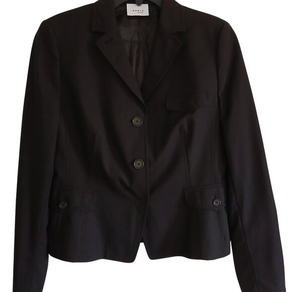 AKRIS Punto Classic Black Wool Pocket Tailored Blazer Jacket - Picture 1 of 4